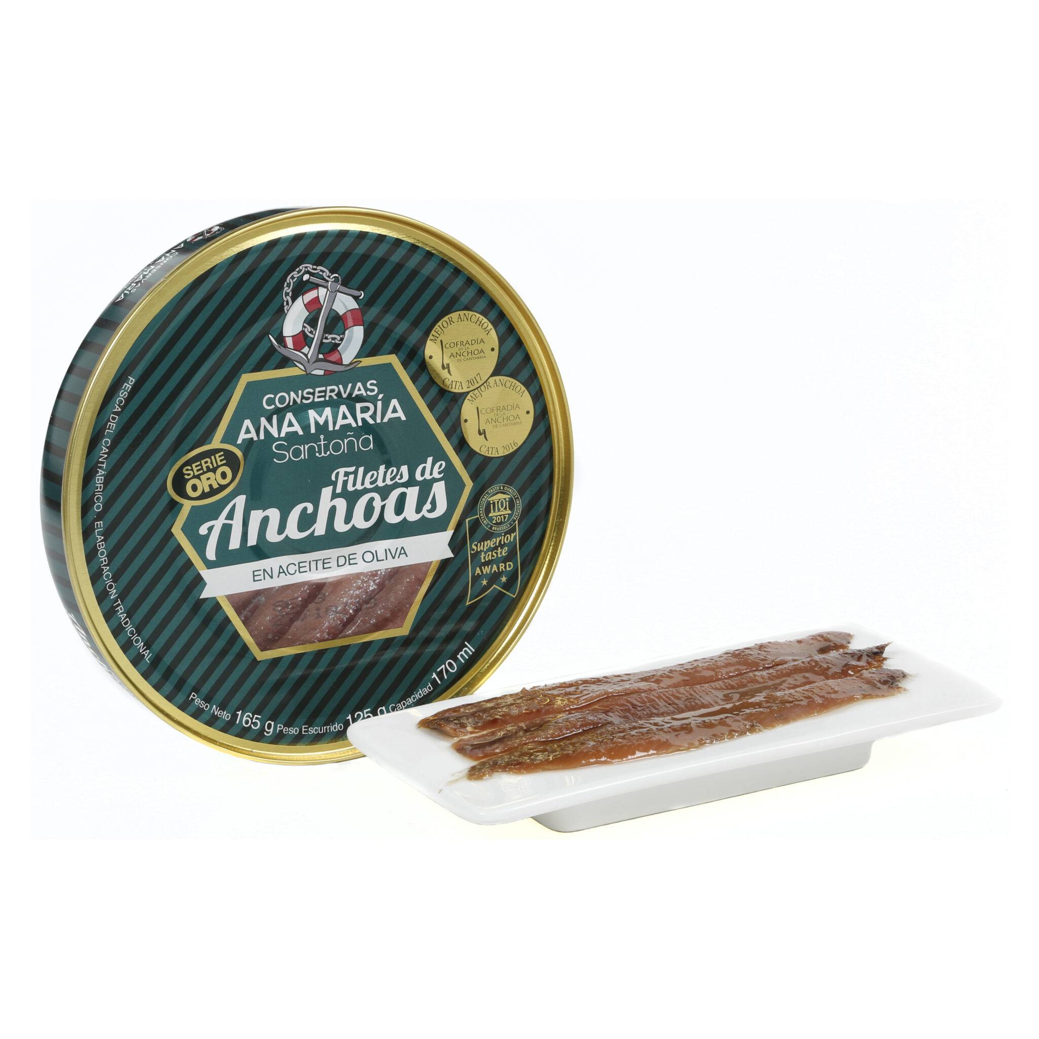 Anchoas del Cantábrico en aceite de oliva 165g - Conservas Ana Maria