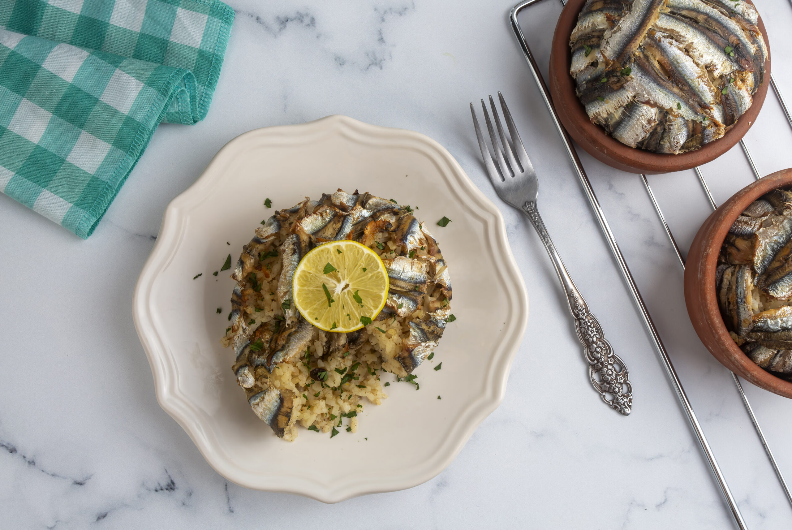 Arroz con espinacas y boquerones estilo risotto